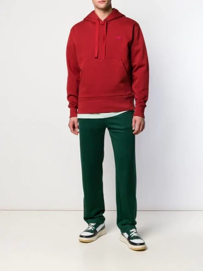 Shop Acne Studios Ferris Face Hoodie In Red