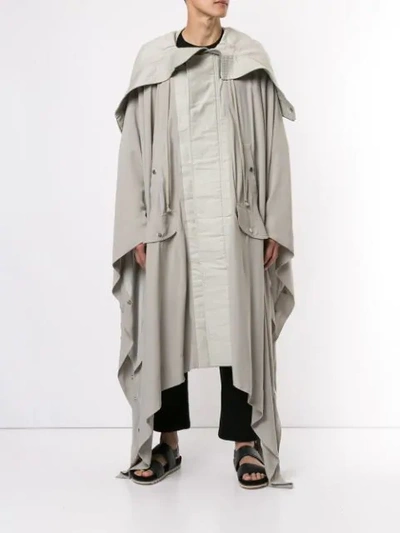 Shop Rick Owens Oversized Draped Coat In Grey