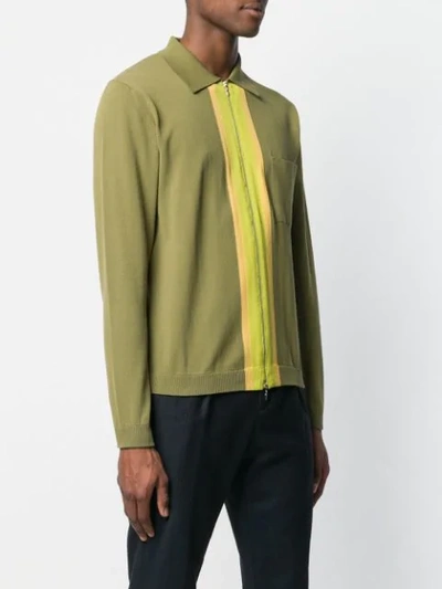 Shop Anglozine Decima Zipped Polo Top In Green