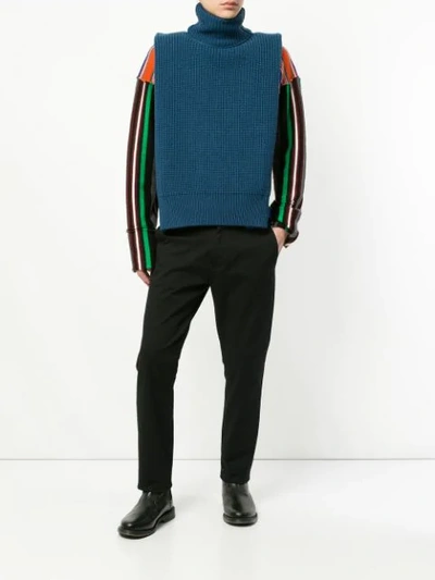 Shop Raf Simons Knitted Vest In 04035 Blue