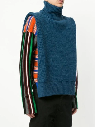 Shop Raf Simons Knitted Vest In 04035 Blue