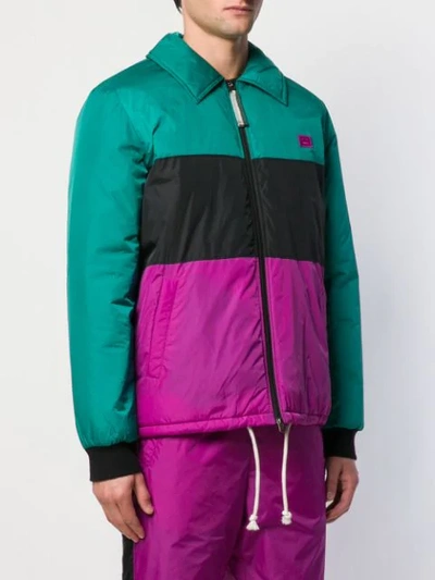 Shop Acne Studios Color-block Padded Jacket In Green