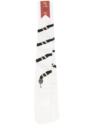 Shop Dilara Findikoglu Snake Embroidered Socks In White