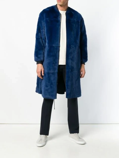 Shop Liska Reversible Bomber Coat In Blue