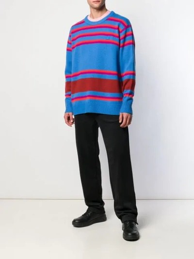 Shop Acne Studios Striped Knit Sweater In Bdw-blue Multicolor