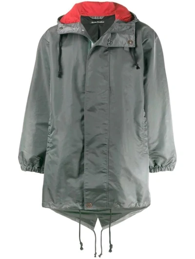 Shop Acne Studios Hooded Parka Coat In Green