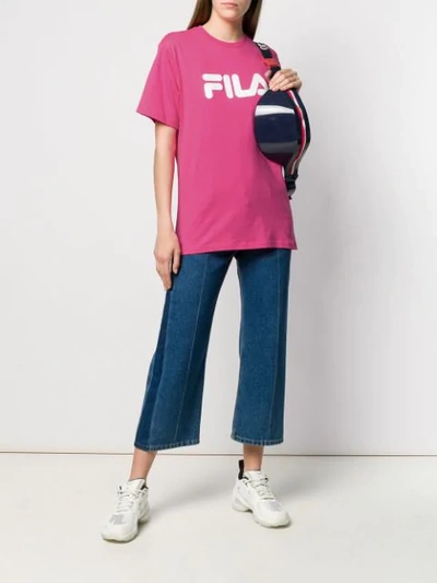 Shop Fila Logo Print T-shirt - Pink