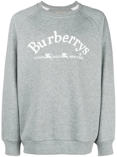 Shop Burberry Sweatshirt Mit Logo-stickerei In Grey