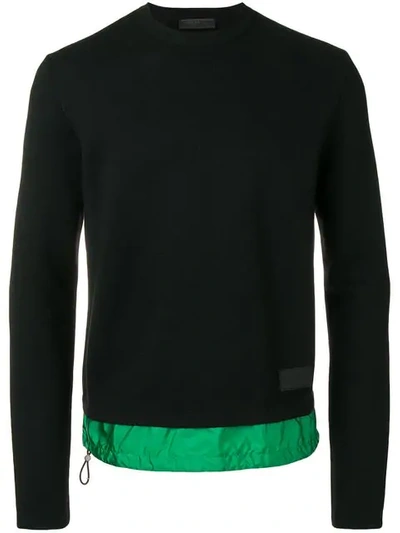 Shop Prada Contrasting Nylon Insert Sweater In Black