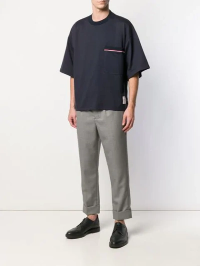 Shop Thom Browne Oversized Jersey Pocket Tee In Blue