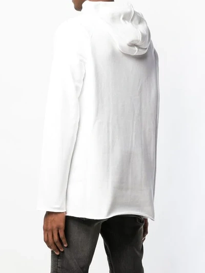 Shop Balmain Logo Print Hoodie In White