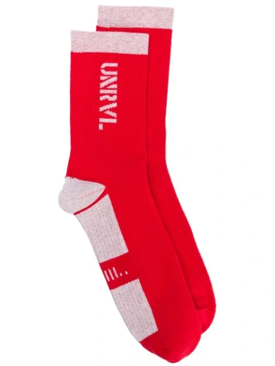 Shop Ben Taverniti Unravel Project Panelled Socks In Red