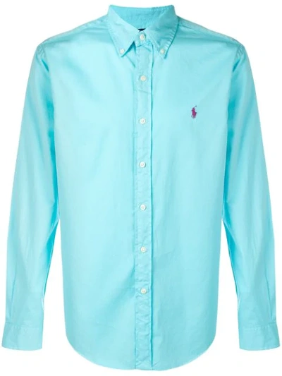 Shop Polo Ralph Lauren Button Down Logo Shirt In Blue