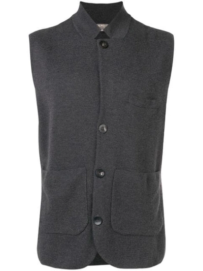 Shop N.peal Fine Gauge Milano Collared Waistcoat In Grey