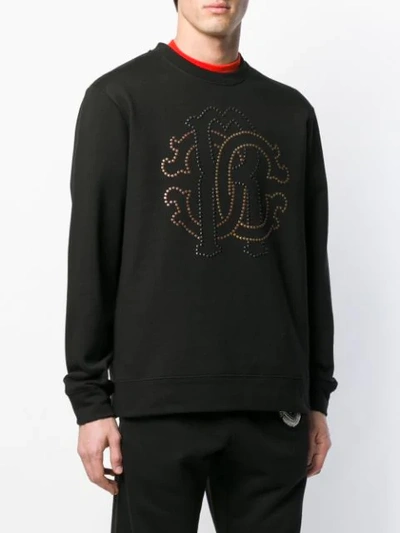 Shop Roberto Cavalli Micro Studs Logo Sweatshirt In Black