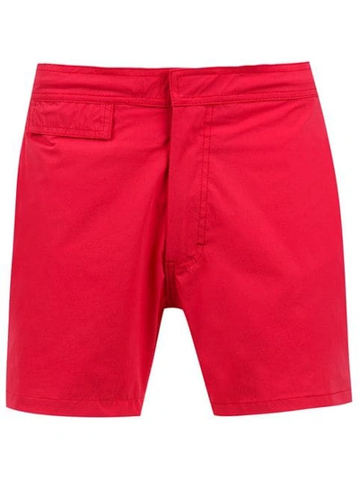 Shop Amir Slama Mid Rise Swim Shorts In Red
