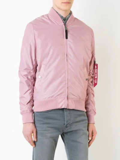 Shop Alpha Industries Arm Pocket Bomber Jacket In Pink