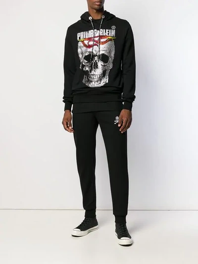 Shop Philipp Plein Flame Hooded Sweatshirt In Black