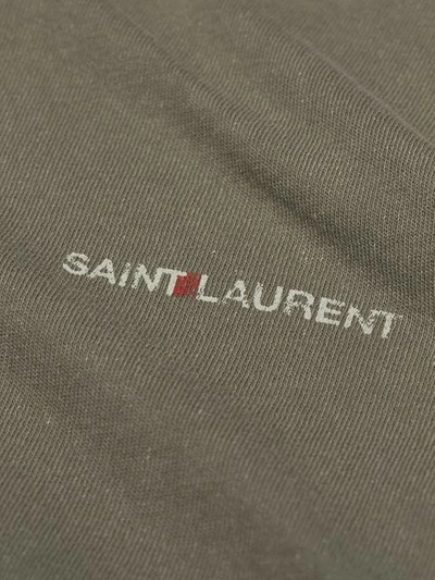 Shop Saint Laurent Logo Print T-shirt In Green