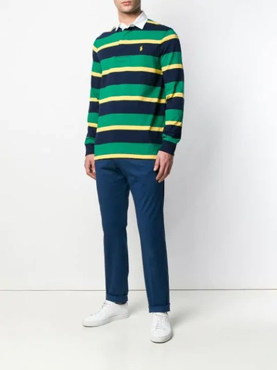 Shop Polo Ralph Lauren Striped Polo Shirt In Green