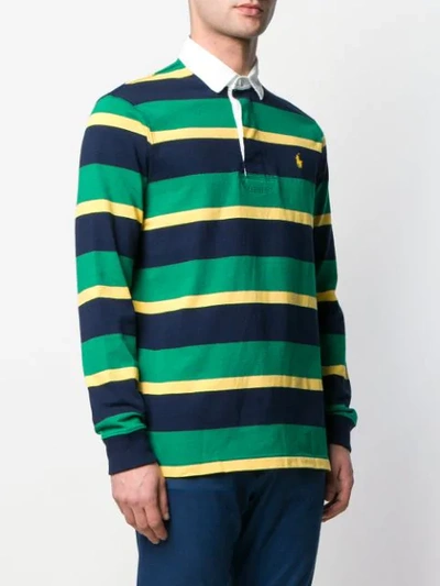 Shop Polo Ralph Lauren Striped Polo Shirt In Green