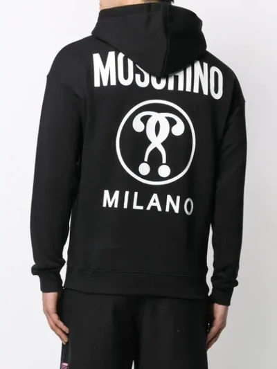 Shop Moschino Logo Print Hoodie - Black