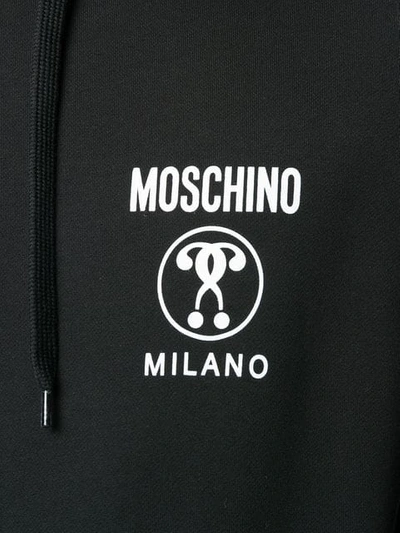 Shop Moschino Logo Print Hoodie - Black