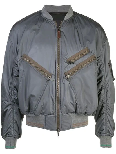 Shop Haider Ackermann Classic Padded Bomber Jacket In Grey