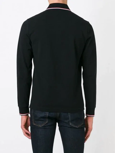 Shop Moncler Long Sleeve Polo Shirt In Black