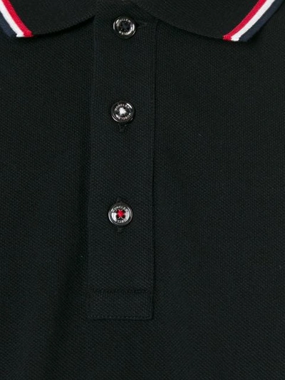 Shop Moncler Long Sleeve Polo Shirt In Black