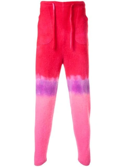 Shop The Elder Statesman Tie Dye Track Pants In Red