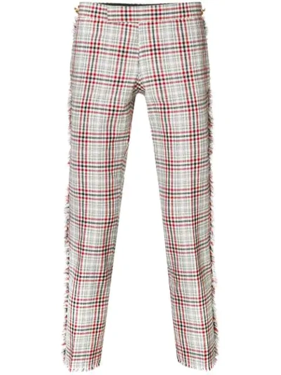 Shop Thom Browne Frayed Shadow Prince Of Wales Trouser In Multicolour