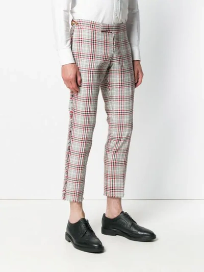 Shop Thom Browne Frayed Shadow Prince Of Wales Trouser In Multicolour