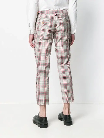 Shop Thom Browne Frayed Shadow Prince Of Wales Trouser In Multicolour