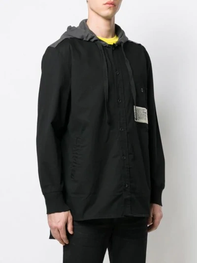 Shop Diesel Hooded Shirt Jacket In Black