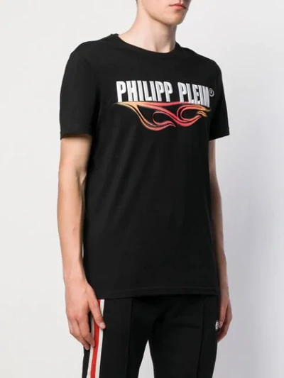 Shop Philipp Plein Logo Print Crew Neck T-shirt In Black