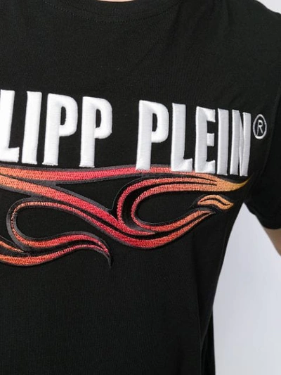 Shop Philipp Plein Logo Print Crew Neck T-shirt In Black