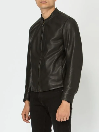 Shop Ajmone Collarless Biker Jacket - Black