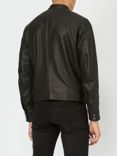 Shop Ajmone Collarless Biker Jacket - Black