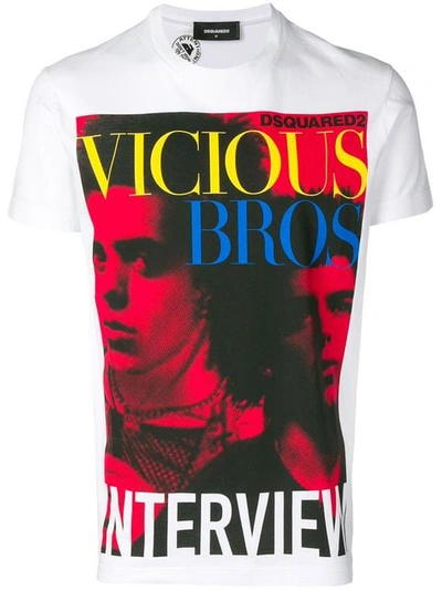 Shop Dsquared2 'vicious Bros' T-shirt In White