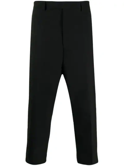 RICK OWENS DROPPED CROTCH TROUSERS - 黑色