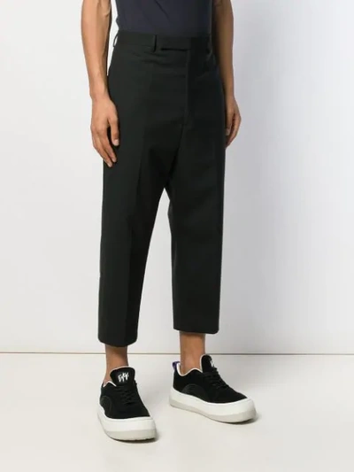 RICK OWENS DROPPED CROTCH TROUSERS - 黑色