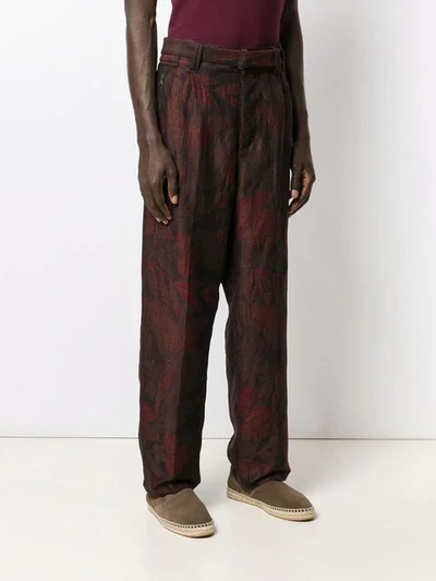 Shop Etro Floral Embroidered Trousers - Brown