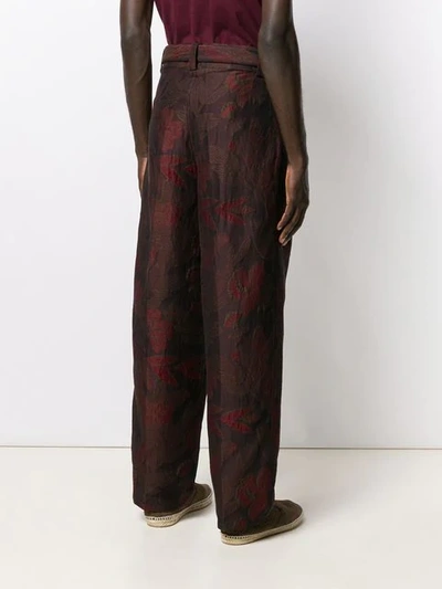 Shop Etro Floral Embroidered Trousers - Brown
