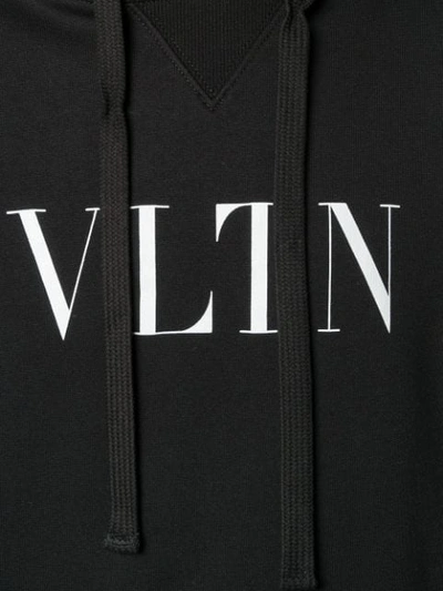 Shop Valentino Logo Hoodie In Black