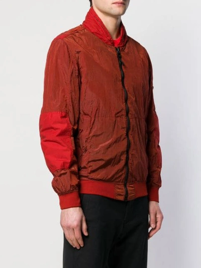 Shop Stone Island Compass Badge Bomber Jacket In Red