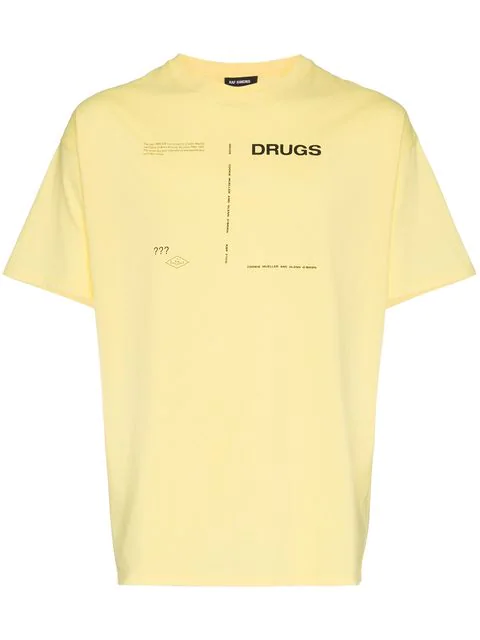 Raf Simons Drugs Printed Cotton Jersey T-shirt In Yellow | ModeSens