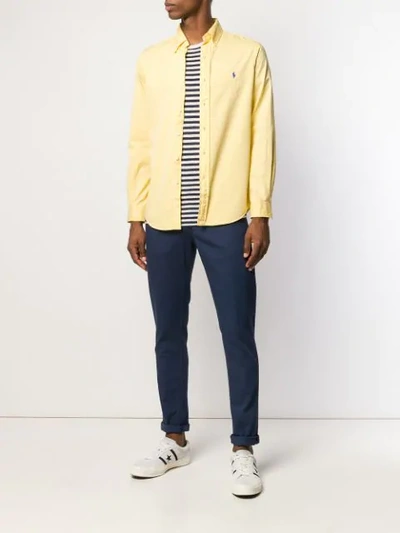 Shop Polo Ralph Lauren Button Down Collar Shirt In Yellow