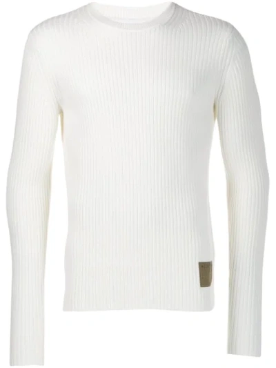 Shop Helmut Lang Ribbed Jumper In White