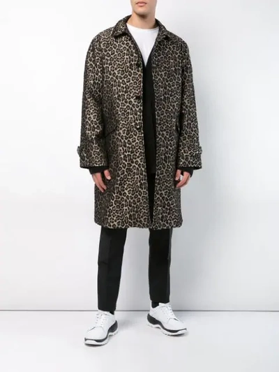 Shop Adaptation Boxy Leopard Print Coat In Brown